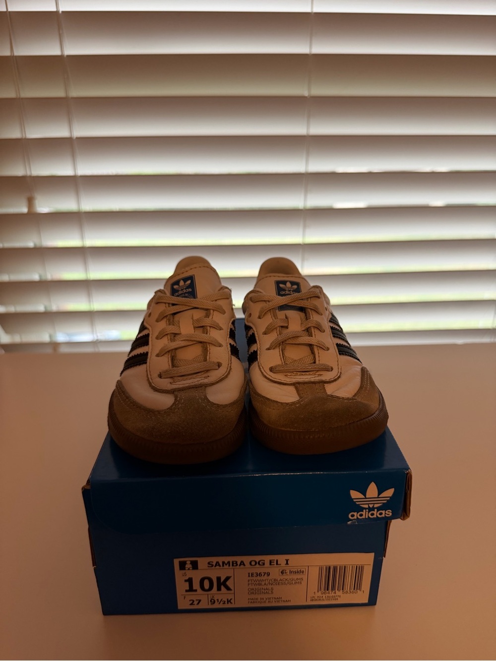 Adidas Kids Samba OG EL I Sneakers in White, Black, and Brown
